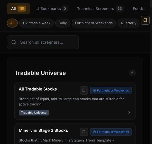 ProScreener screener library on a phone