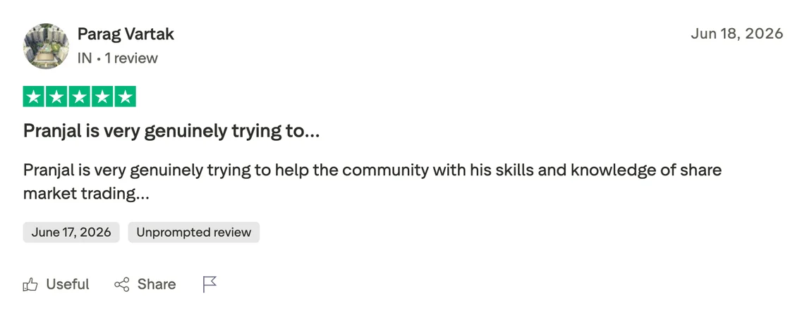 5-star Trustpilot review by Parag Vartak